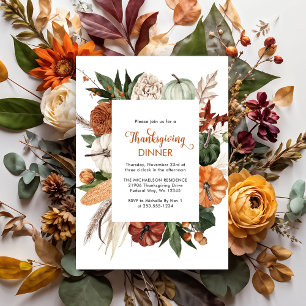 Rustikale Thanksgiving-Dinner-Kürbiseinladung Postkarte