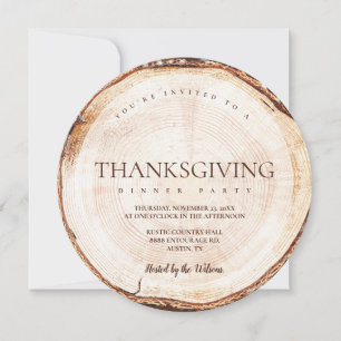 Rustikale Thanksgiving-Dinnerparty Holzmaserung Einladung