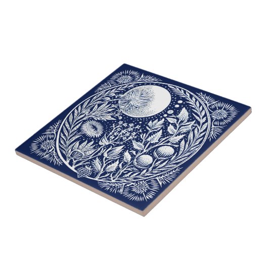 Rustikale Thistle Moon Keramik Fliese (Seite)