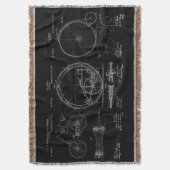 Rustikale Throws Blueprint Bicycle Patents Decke (Vorderseite Vertikal)