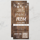 Rustikale Ticket-Party Einladung für Senior Prom (Vorne/Hinten)