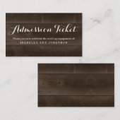 Rustikale Ticketeintrittskarte Begleitkarte (Vorne/Hinten)