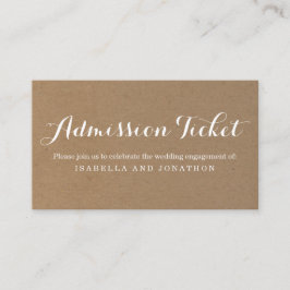 Rustikale Ticketeintrittskarte Begleitkarte