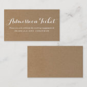 Rustikale Ticketeintrittskarte Begleitkarte (Vorne/Hinten)