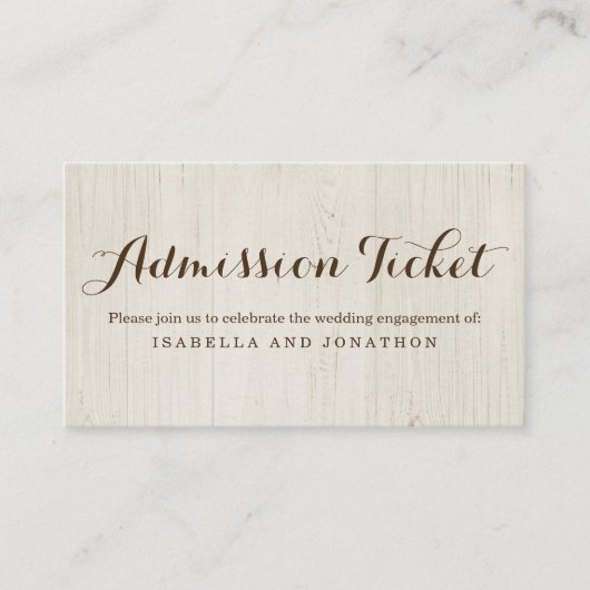 Rustikale Ticketeintrittskarte Begleitkarte (Vorderseite)