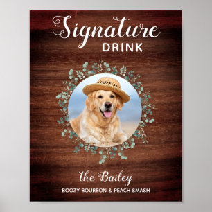 Rustikale Tierhochzeits-Foto-Hundebar-Signatur-Dri Poster