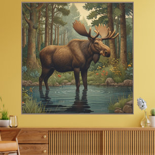 Rustikale Tiermoose boho waldbewaldete Vegetation Leinwanddruck