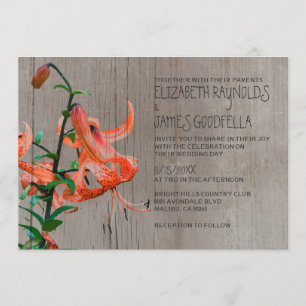 Rustikale Tiger-Lilien-Hochzeitseinladungen Einladung
