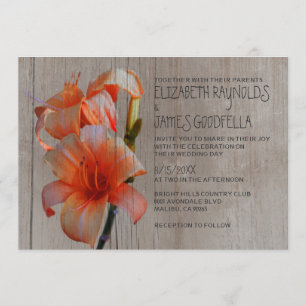 Rustikale Tiger-Lilien Hochzeitseinladungen Einladung