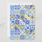 Rustikale Tile Blue Yellow White Wedding Einladung (Rückseite)