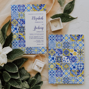 Rustikale Tile-Gelbe Hochzeit Einladung