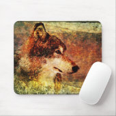 Rustikale Timberwolf-Mausunterlage Mousepad (Mit Mouse)