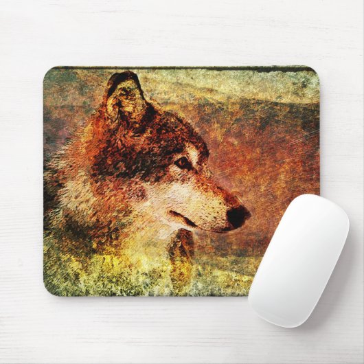 Rustikale Timberwolf-Mausunterlage Mousepad (Mit Mouse)