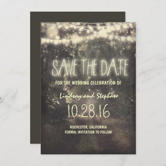 Rustikale Tinklichter speichern die Datumskarten Save The Date (Vorne/Hinten)