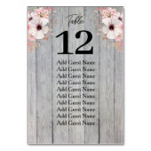 Rustikale Tischnummer aus Blumenholz (Rückseite)