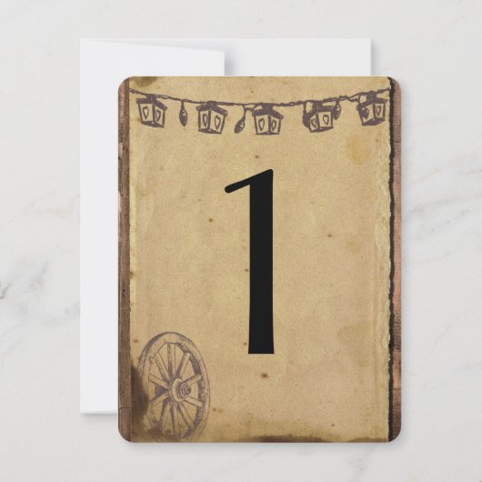 Rustikale Tischnummer aus Holz Lantern Hochzeit (Rückseite)
