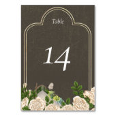 Rustikale Tischnummer Card Rose und Flechten Hochz (Rückseite)