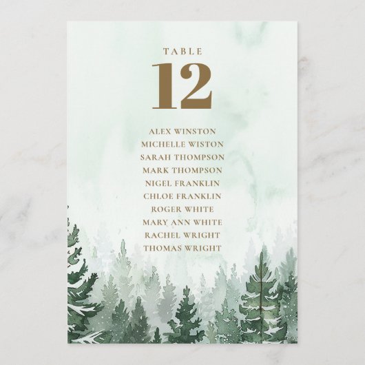 Rustikale Tischnummer der Pinienwälder (Rückseite)