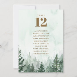 Rustikale Tischnummer der Pinienwälder