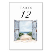 Rustikale Tischnummer für Hochzeiten am Strand (Rückseite)