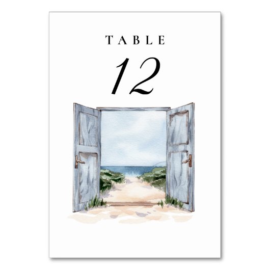 Rustikale Tischnummer für Hochzeiten am Strand (Rückseite)