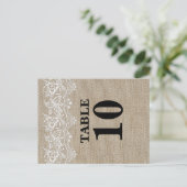 Rustikale Tischnummer für Jute und Spitzen (Stehend Vorderseite)