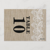 Rustikale Tischnummer für Jute und Spitzen (Rückseite)