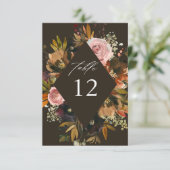 Rustikale Tischnummern aus Gold, Lila und Rosa, Fl (Stehend Vorderseite)