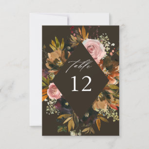 Rustikale Tischnummern aus Gold, Lila und Rosa, Fl