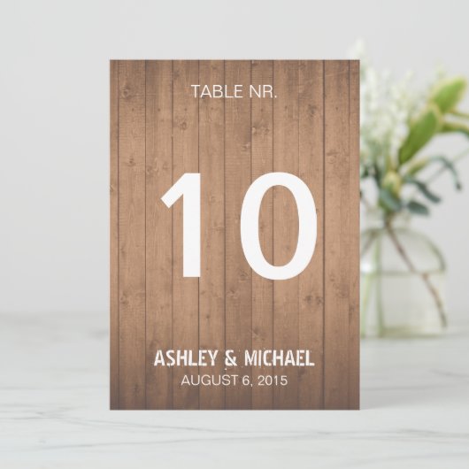 rustikale Tischnummern aus Holz (Stehend Vorderseite)