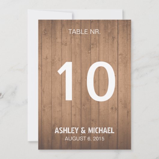 rustikale Tischnummern aus Holz (Rückseite)