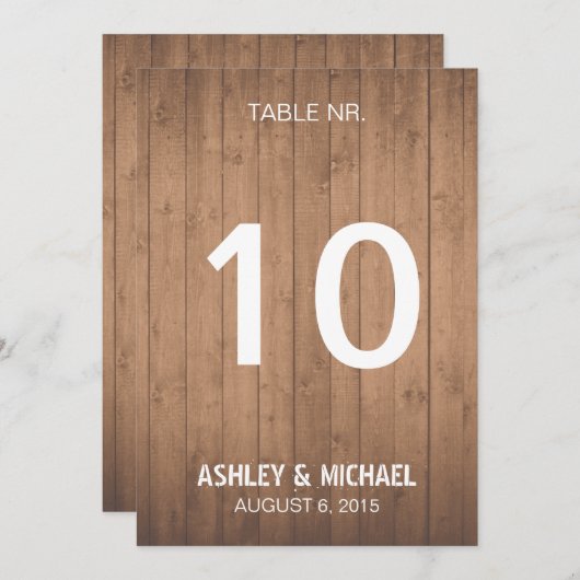 rustikale Tischnummern aus Holz (Vorne/Hinten)