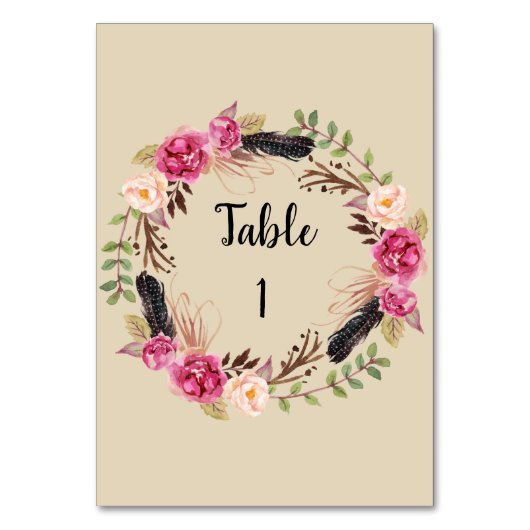 Rustikale Tischnummern Boho Tischnummer Card (Rückseite)