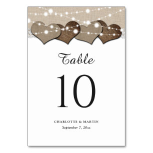 Rustikale Tischnummern für Hochzeiten und Hochzeit