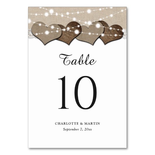 Rustikale Tischnummern für Hochzeiten und Hochzeit (Rückseite)