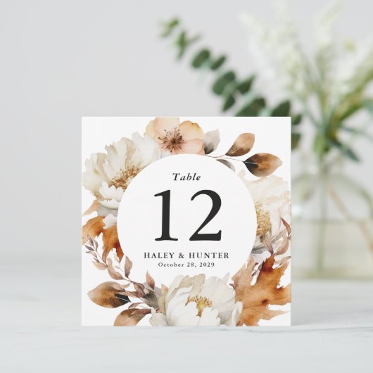 Rustikale Tischnummern im Herbst (Stehend Vorderseite)