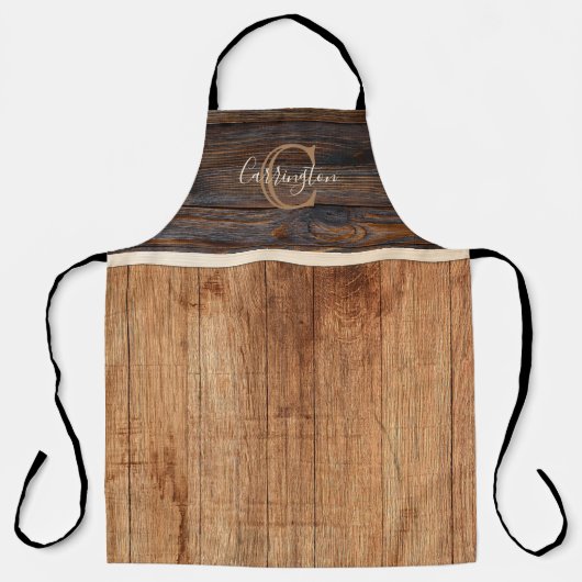 Rustikale Ton-Monogramm-Braune und Tan-Schürze Schürze (Vorderseite)