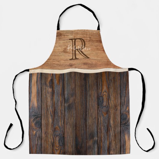 Rustikale Ton-Monogramm-Tan und braune Schürze (Vorderseite)