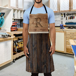 Rustikale Ton-Monogramm-Tan und braune Schürze