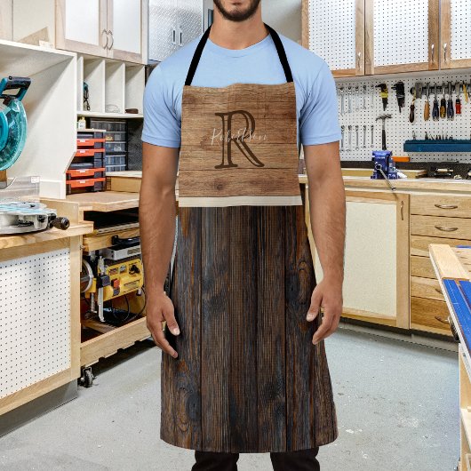 Rustikale Ton-Monogramm-Tan und braune Schürze