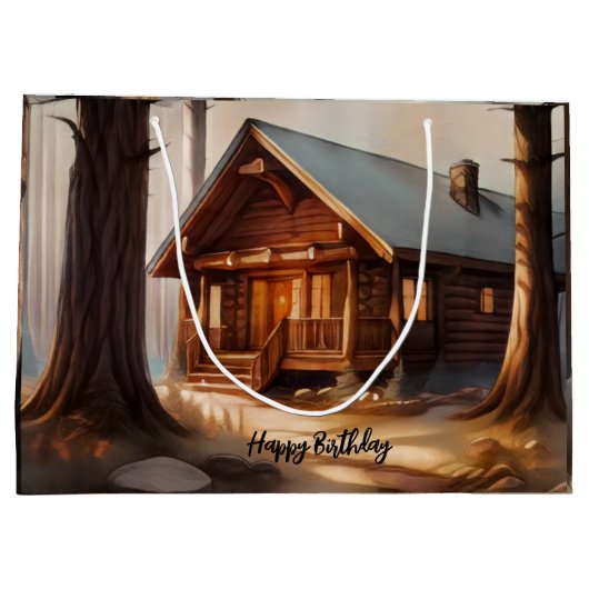 Rustikale Tone-Aquarelltasche Große Geschenktüte (Rückseite)