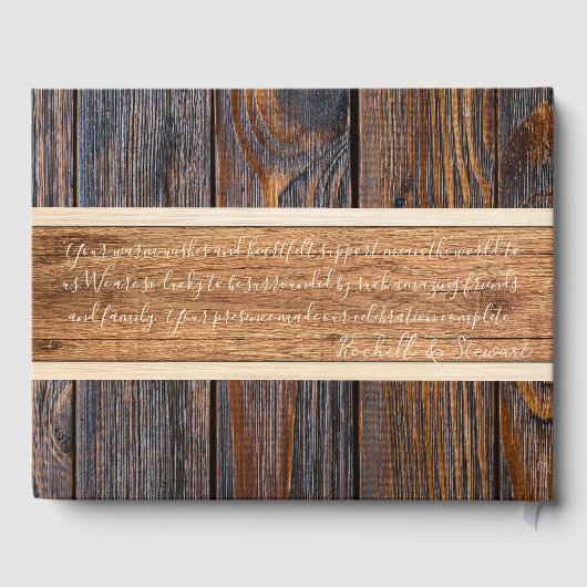 Rustikale Tone-Hochzeit Gästebuch (Rückseite)