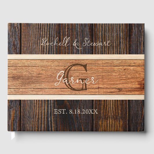 Rustikale Tone-Hochzeit Gästebuch (Vorderseite)