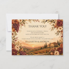 Rustikale Toskana-Hochzeit | Herbstlicher Weinberg Dankeskarte