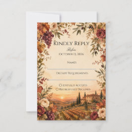 Rustikale Toskana-Hochzeit | Herbstlicher Weinberg RSVP Karte