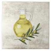 Rustikale Toskana Olivenöl Flasche Wasser Farben Fliese (Vorderseite)