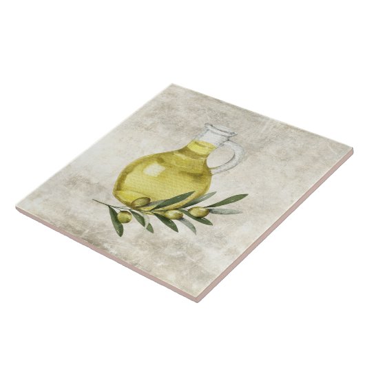 Rustikale Toskana Olivenöl Flasche Wasser Farben Fliese (Seite)