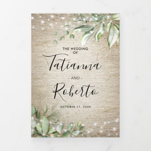 Rustikale toskanische Vegetation auf einer Hochzei Dreifach Gefaltete Einladung (Cover)