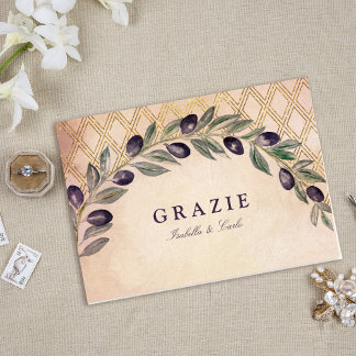 Rustikale toskanische Wedding Ölzweige Karte