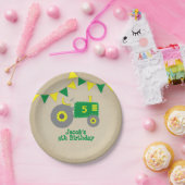 Rustikale Traktor Babydusche grün und gelb Pappteller (Party)